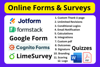 create online forms surveys jotform, formstack, limesurvey, google form, cognito