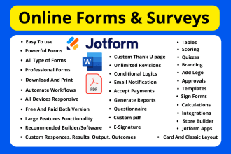 create professional responsive online forms surveys, jotform