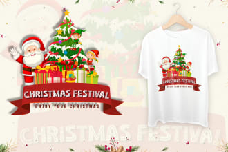 do cartoon fun christmas festival event logo design