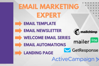 create getresponse landing page, newsletter design   on activecampaign mailchimp