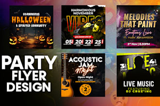 design club event night parties flyers and social media kits