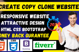 create, copy clone website in HTML CSS bootstrap