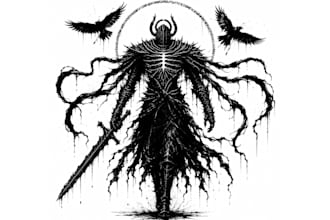 draw  illustrations in black and white, characters, objects