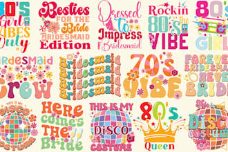 do graphics groovy 70s 80s t shirt design within 24 hours
