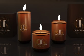 design 3d candle jar, cosmetics items with luxury packaging