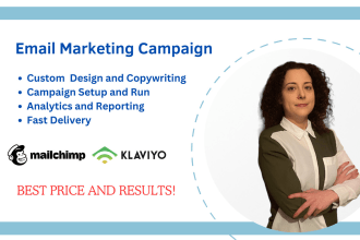 do email marketing campaign, automation, via mailchimp or klaviyo