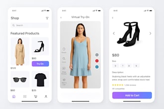 develop virtual try on fashion app, ar store, 3d product visualization, ar app