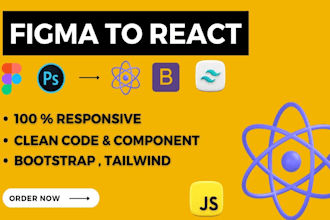 convert figma to react ,javascript, bootstrap, tailwind CSS