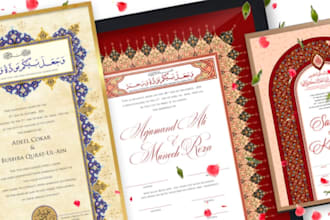 design customized nikah certificate or marriage certificate