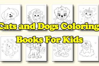 craete cats and dogs coloring book for your amazon KDP