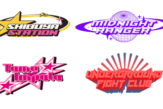 design futuristic japanese y2k style logotypes