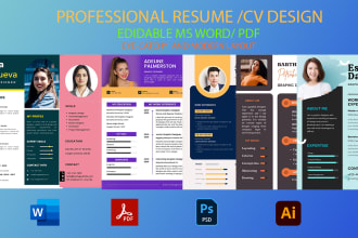 design your resume in photoshop or ms word with PDF
