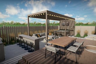 design garden frontyard backyard patio pool deck pergola firepit screen porch