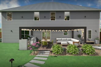 design patio pool planter beds backyard 3d deck pergola firepit with garden