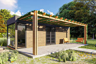create 3d design of tiny house, cabin or container house