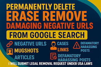 remove mugshots delete negative links, erase bad articles false news from google