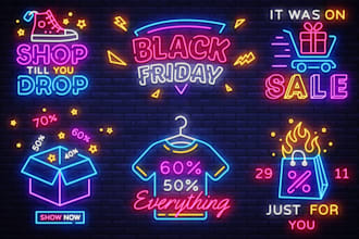 design your custom neon logo, glowing 3d and modern design