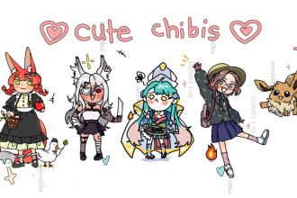 cute and chaotic chibi art of your oc, vtuber, pets or anime