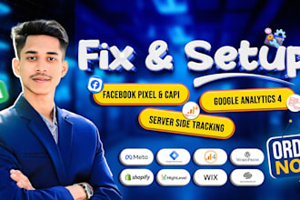 setup facebook pixel conversion API, google analytics, server side tracking