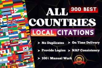 do 300 citations for all country and business directories SEO