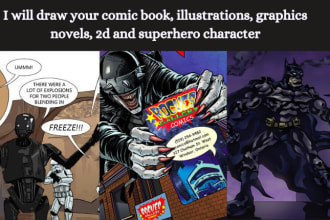 draw your comic book, illustrations, graphics novels, 2d and superhero character