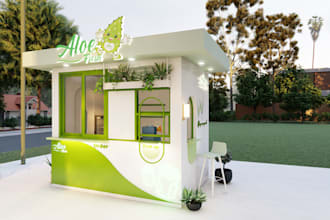 visualize your food stall with realistic 3d render