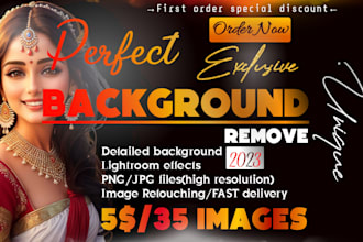 do 35 images background remove, retouch, lightroom effects