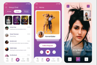 build social media chat app  dating app, video chat app live chat dating website
