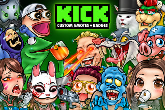 make amazing custom emotes or sub badges for kick twitch