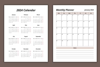 design calendar, tracker, journal, and planner for KDP, etsy, or personal use
