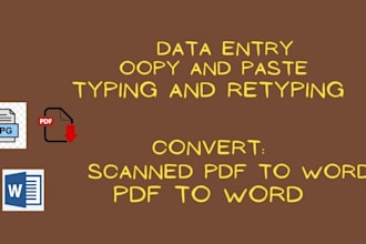 do data entry, copy, paste, typing,  and convert pdf to word