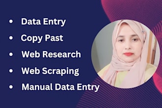 do copy past, data entry, web research and web scraping job