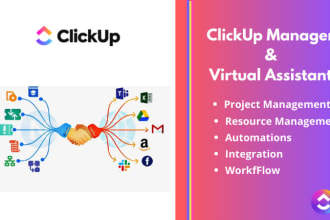 setup clickup space, automations, project manager, virtual assistant, clickup