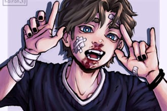 draw an anime style illustration in full color