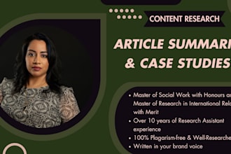research and write summaries and case studies