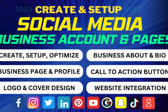 create and setup social media accounts and pages