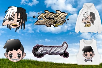 make unique y2k character and y2k logo streetwear design