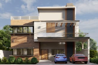 do 3d architecture exterior facade design rendering