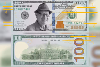 add your image and add custom text on dollar bill