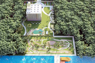 design 3d landscape backyard patio garden frontyard pool site plan model render