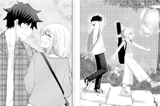 draw a couple illustration in manga style