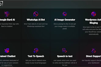 build ai whatsapp, wp auto blogging, chatbot, ai speech, bard ai saas system