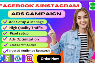 set up and manage shopify facebook ads campaign advertising with instagram