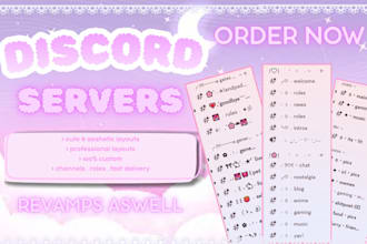 design a professional, cute aesthetic discord server