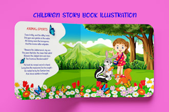 draw cute children book illustration and kids book illustrations