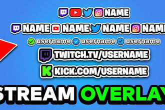 create social media overlay like for twitch, kick streams and tiktok,