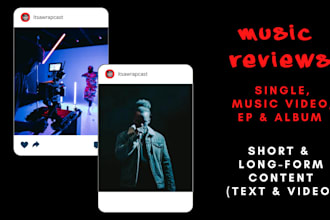review your music, from tracks and music videos to eps and albums