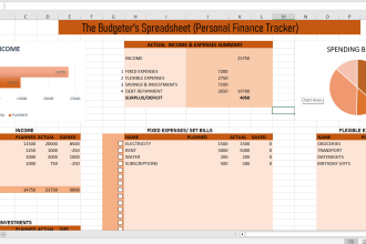 provide a monthly automated budget spreadsheet,  in excel