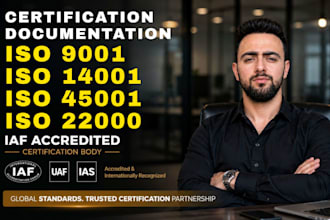 provide iso 9001, 14001, 45001, 22000 certification