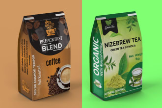 do coffee label design and pouch bag design